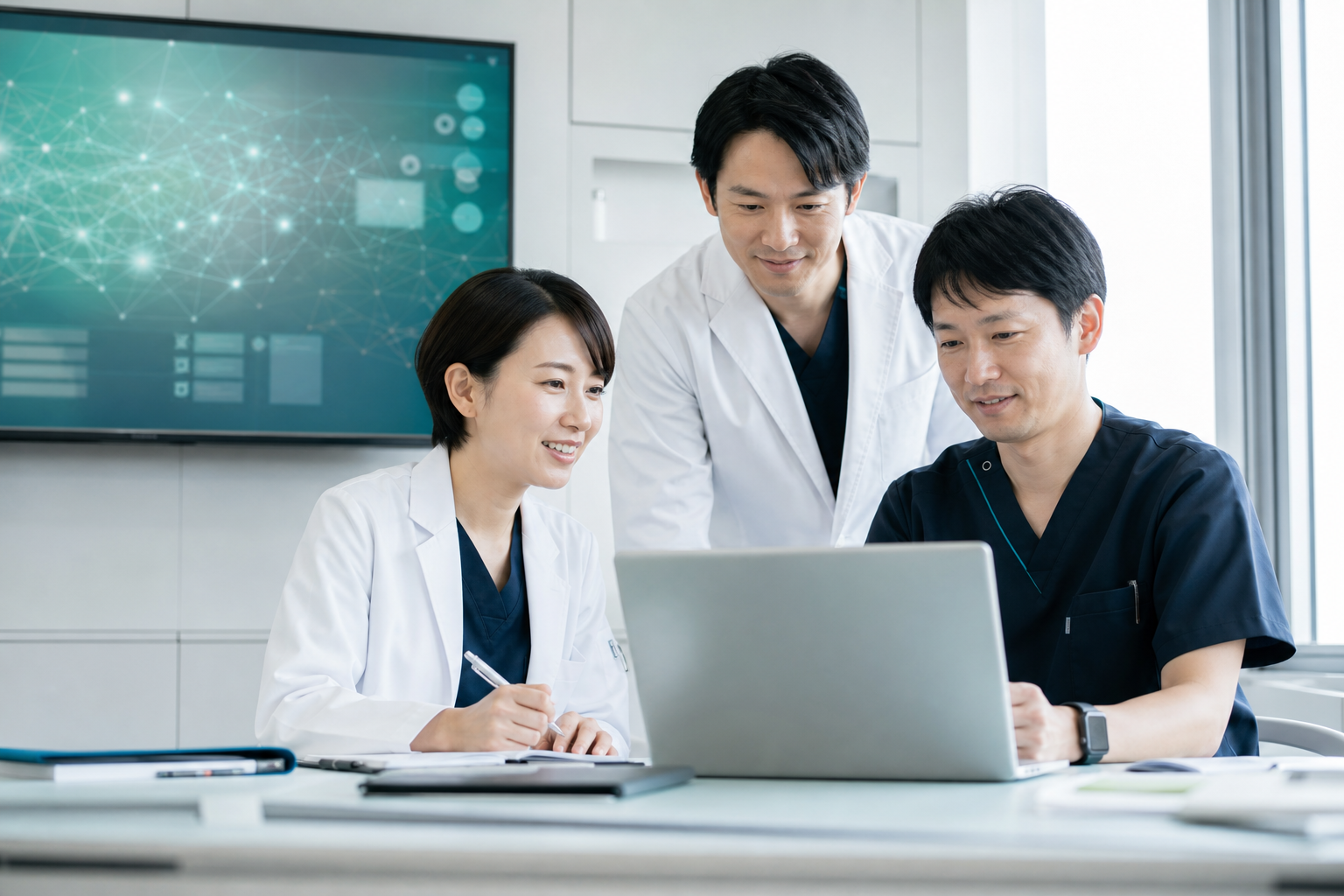 医療従事者が生成AIについて学ぶ様子